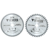 250mm x 30mm TCT Tungsten carbide Tipped Circular Saw Blades 40 + 60 Teeth