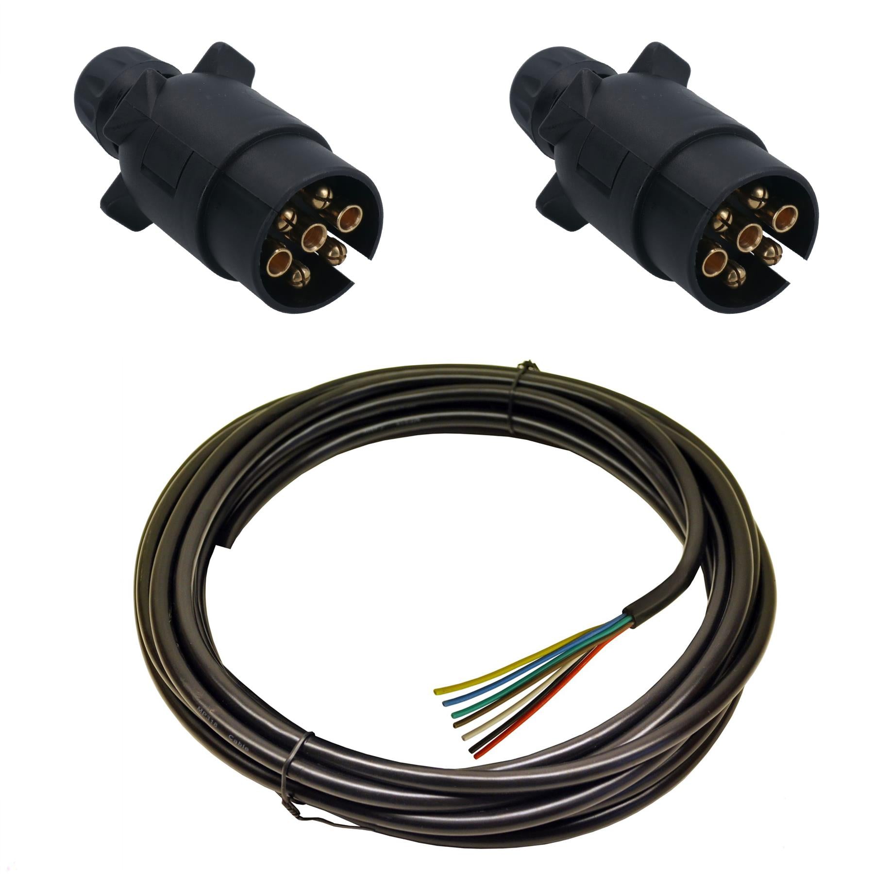 Câble d'extension de 10 mètres (33 pieds) pour panneau d'éclairage de remorque avec 2 fiches à 7 broches