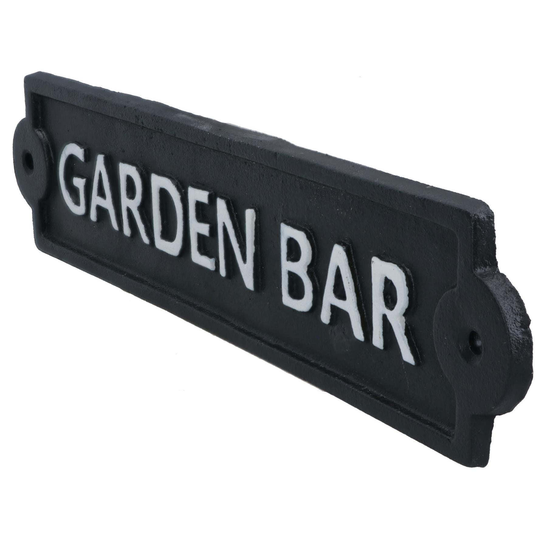 Garden Bar Sign Cast Iron Sign Plaque Wall Door Fence Gate Post House Yard Pub