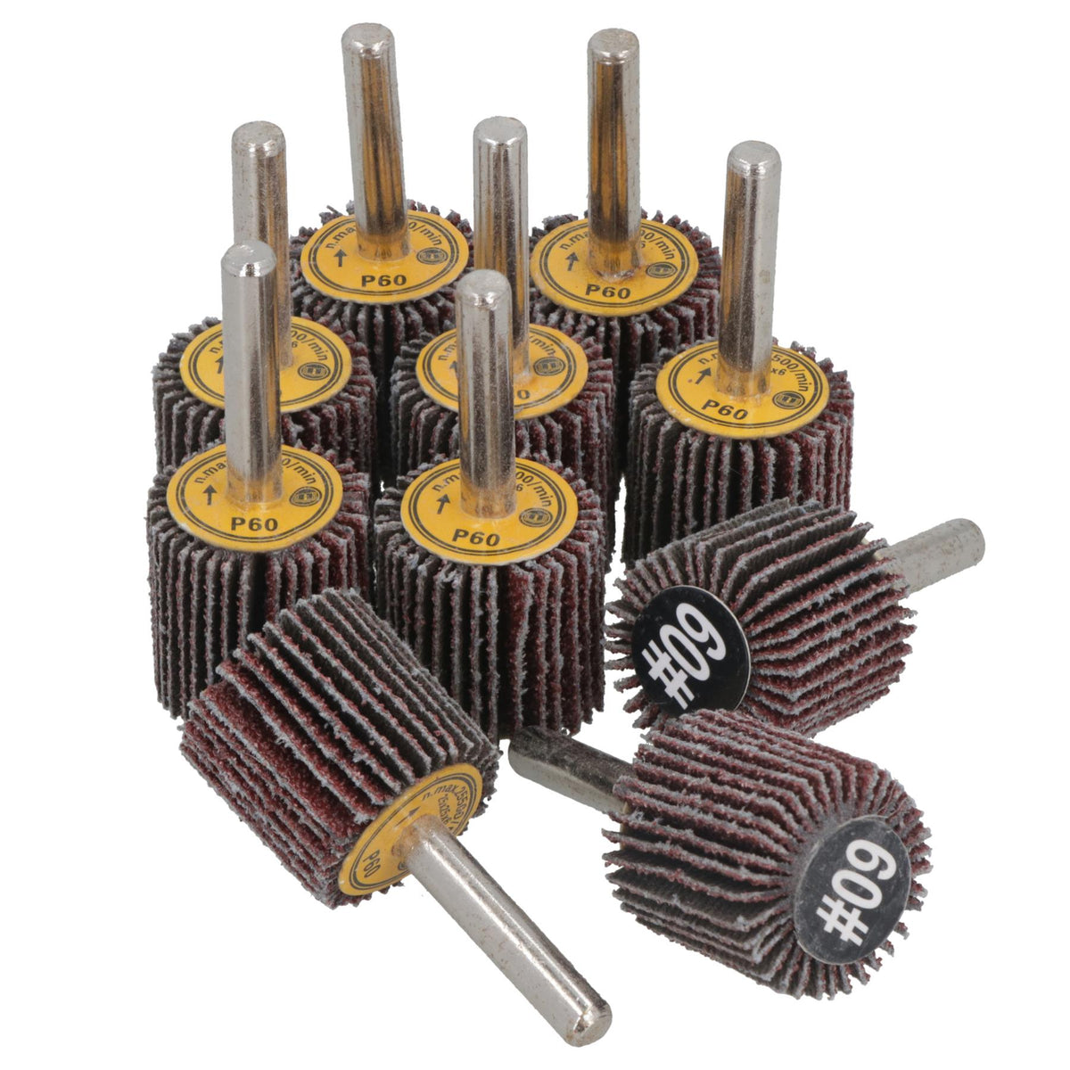 25mm 60 Grit Abrasive Flap Wheel Discs Sanding Rust Removal 6mm Shank