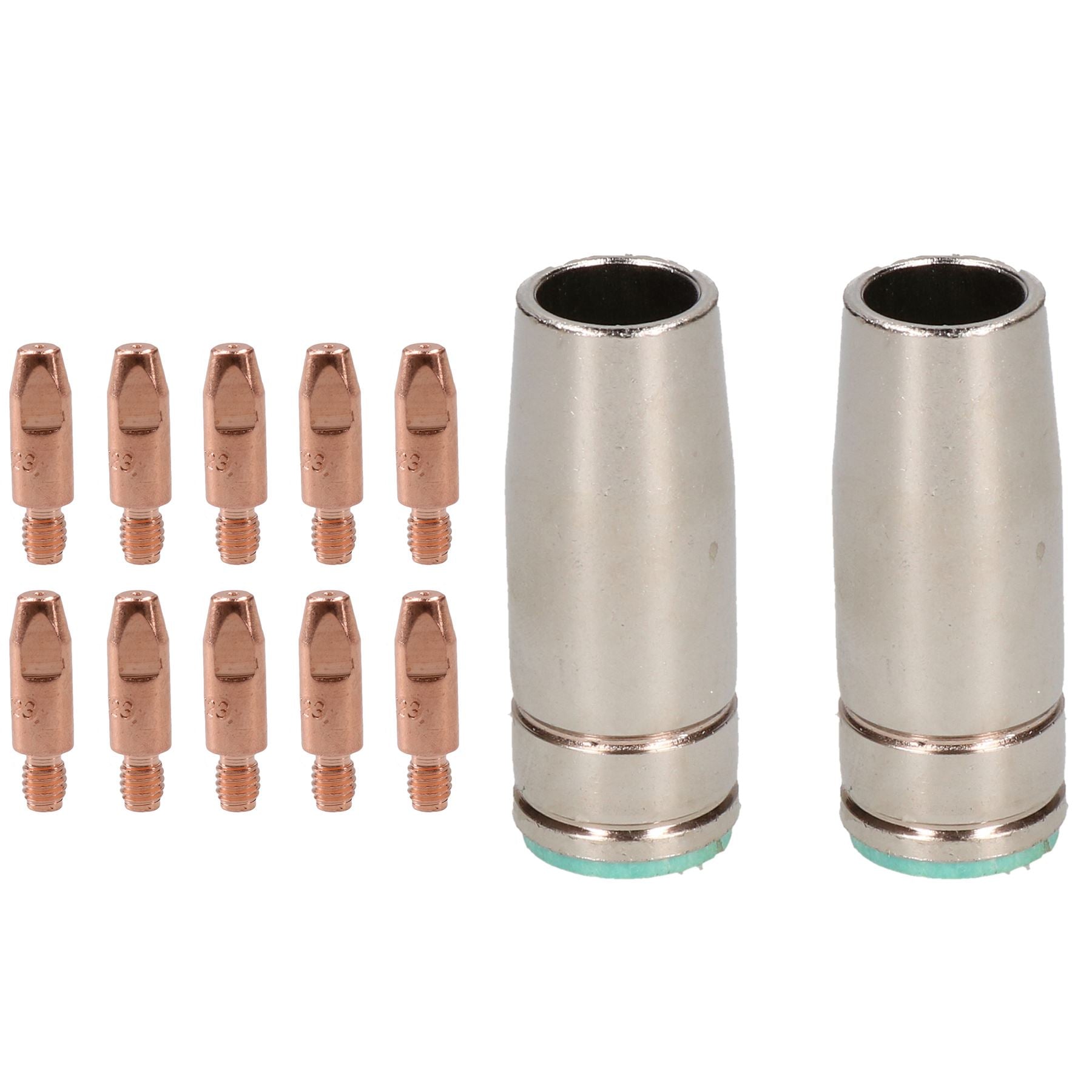 2 shroud & 10 x 0.6mm Round Contact Tips MIG Welding Binzel Style Euro MB25