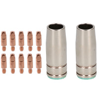 2 shroud & 10 x 0.6mm Round Contact Tips MIG Welding Binzel Style Euro MB25