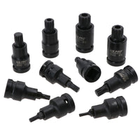 1/2in Drive Spline Triple Square Male Tamper Shallow Impact Sockets M4 – M18 10pc