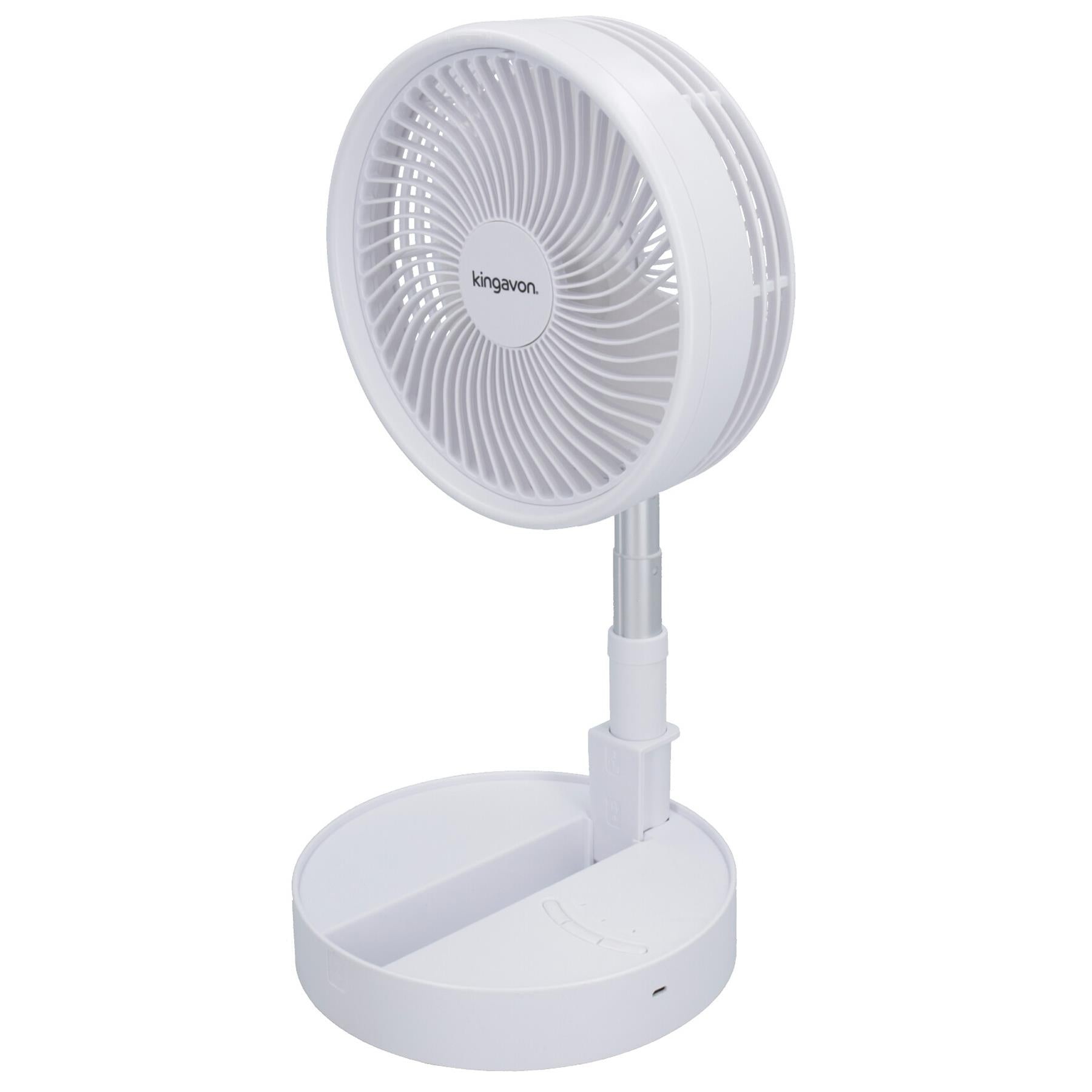 Cordless Telescopic Folding Fan Cooler Cooling Portable 93 – 975mm White