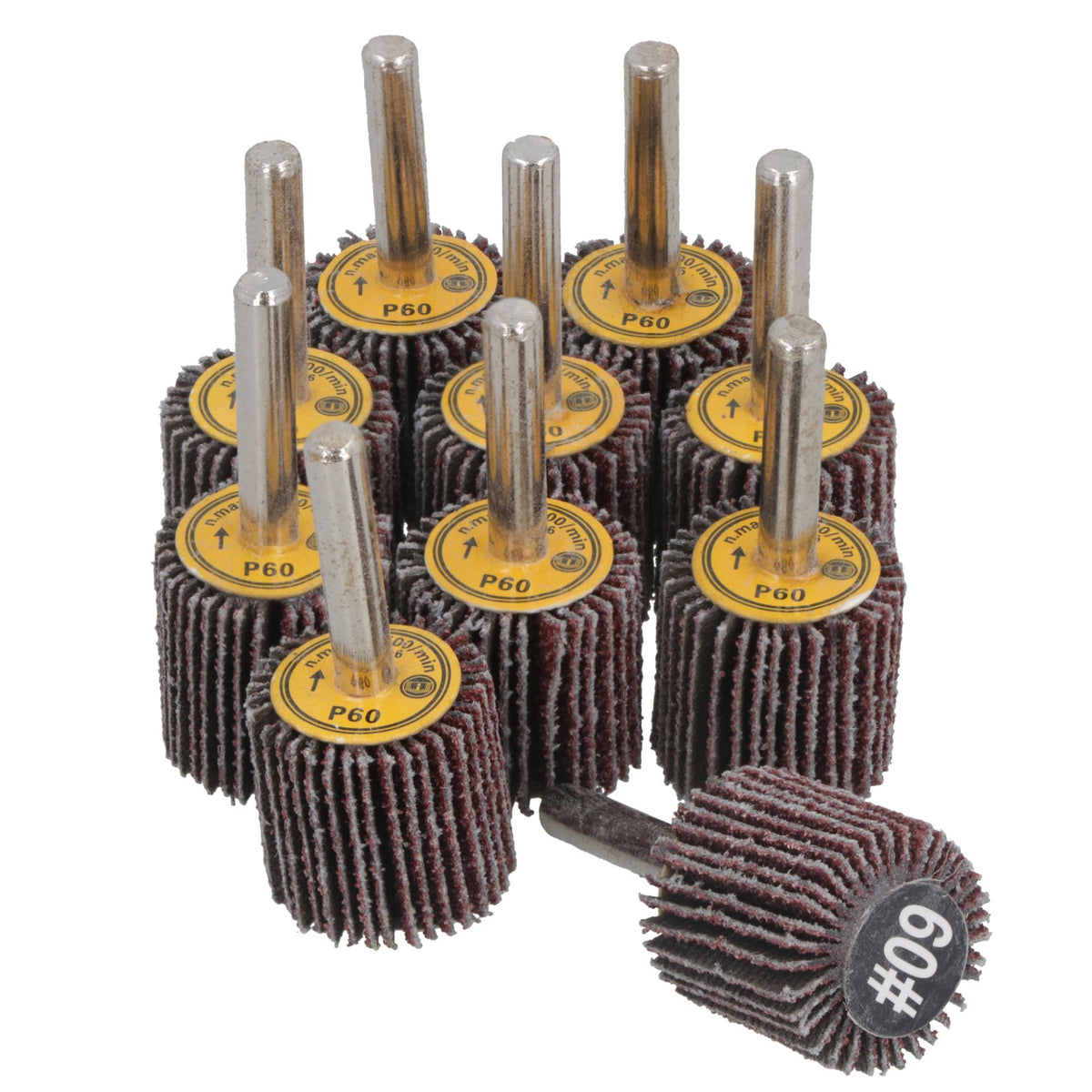 25mm 60 Grit Abrasive Flap Wheel Discs Sanding Rust Removal 6mm Shank