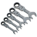 5pc Flexi Stubby Ratchet Spanner 10-19mm Metric Wrench Geared 72 Teeth CRV