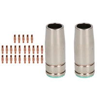 2 shroud & 25 x 1.0mm Contact Tips MIG Welding Binzel Style Euro Torch MB25