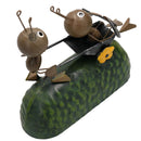 Miniature Life Metal Ant Pushing Wheelbarrow Garden Gift Ornament 5x15x16cm