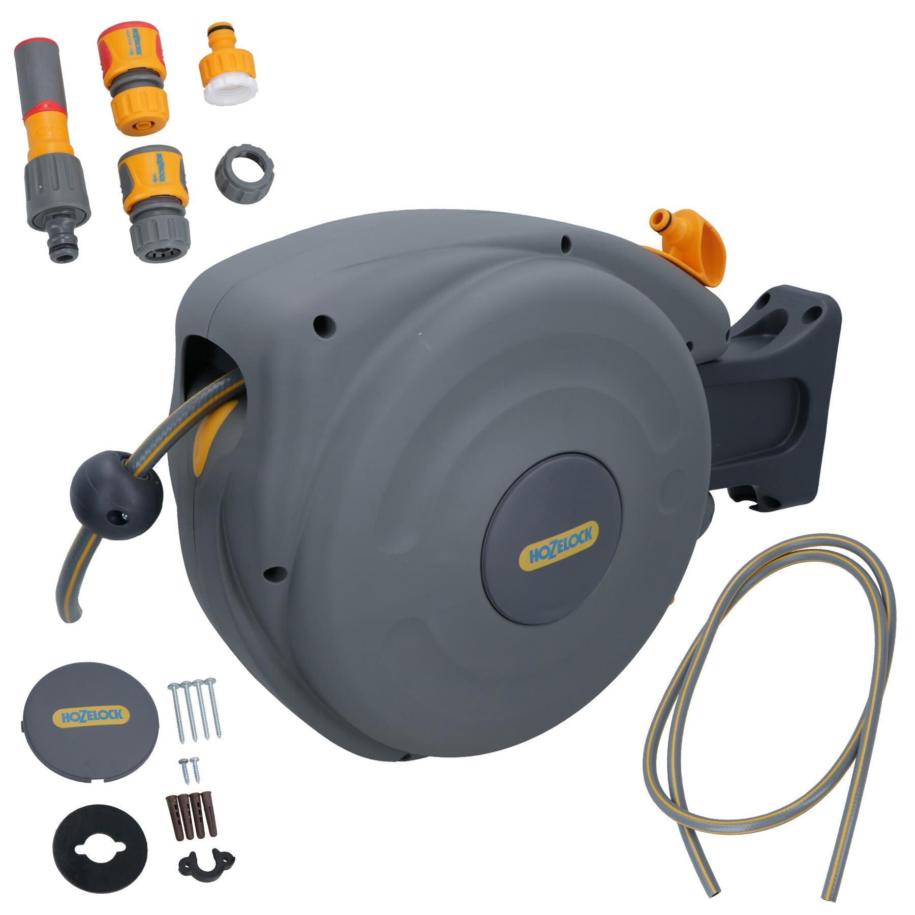 Hozelock Auto Rewind Garden Hose Reel with 10 Metres Hose Watering Wall Mounted