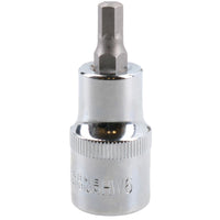 6mm Hex Bit Metric Allen Socket Male 1/2" Drive 55mm Length Strengthened Tip