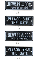 Garden Gate Signs - 'Beware of Dog' OR 'Shut the Gate' Dog Warning SIgn