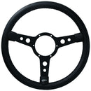 15" Traditional Classic Car Steering Wheel Black Leather 3 Spoke Centre 6 Hole