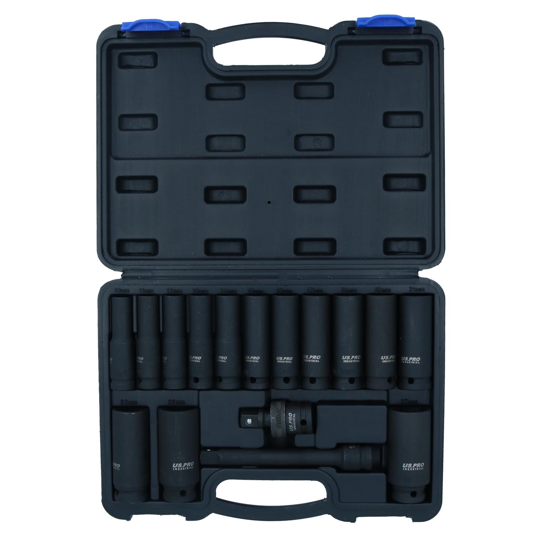 Barre d'extension pour douilles à chocs profondes métriques à entraînement 1/2" + joint universel 10 – 27 mm