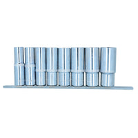 Douilles métriques profondes à entraînement 1/2" 13 mm - 24 mm 6 faces sur rail 8 pièces par Bergen AU054