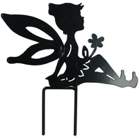 Lot de 4 petites silhouettes de fées noires avec piquet pour décoration de jardin