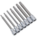 Douilles cannelées extra longues 3/8" 7 pièces M4 - M10 Longueur totale 110 mm