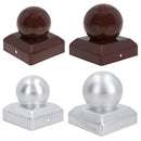 Round Metal Fence Post Caps 75mm or 100mm Protector Cover Brown or Silver