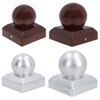 Round Metal Fence Post Caps 75mm or 100mm Protector Cover Brown or Silver
