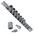 Jeu de 10 douilles femelles Torx/étoiles, entraînement 1/4" et 3/8", douilles E4 - E18