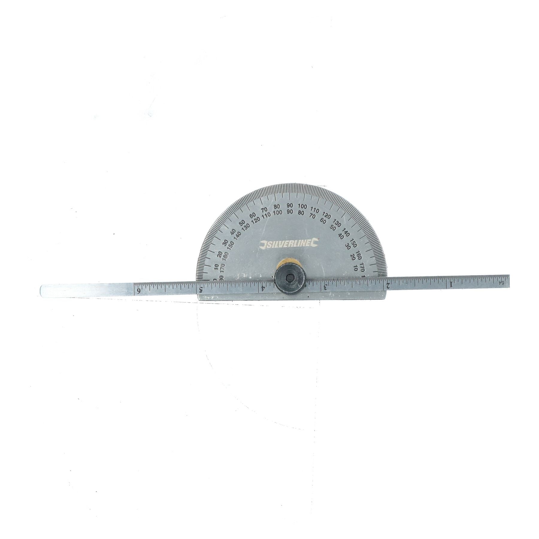 Engineers Metal Protractor with Depth Gauge Metric and Imperial Scale Sil107