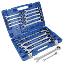 Jeu de clés mixtes à cliquet métriques MM 8 mm – 32 mm, 20 pièces + adaptateurs