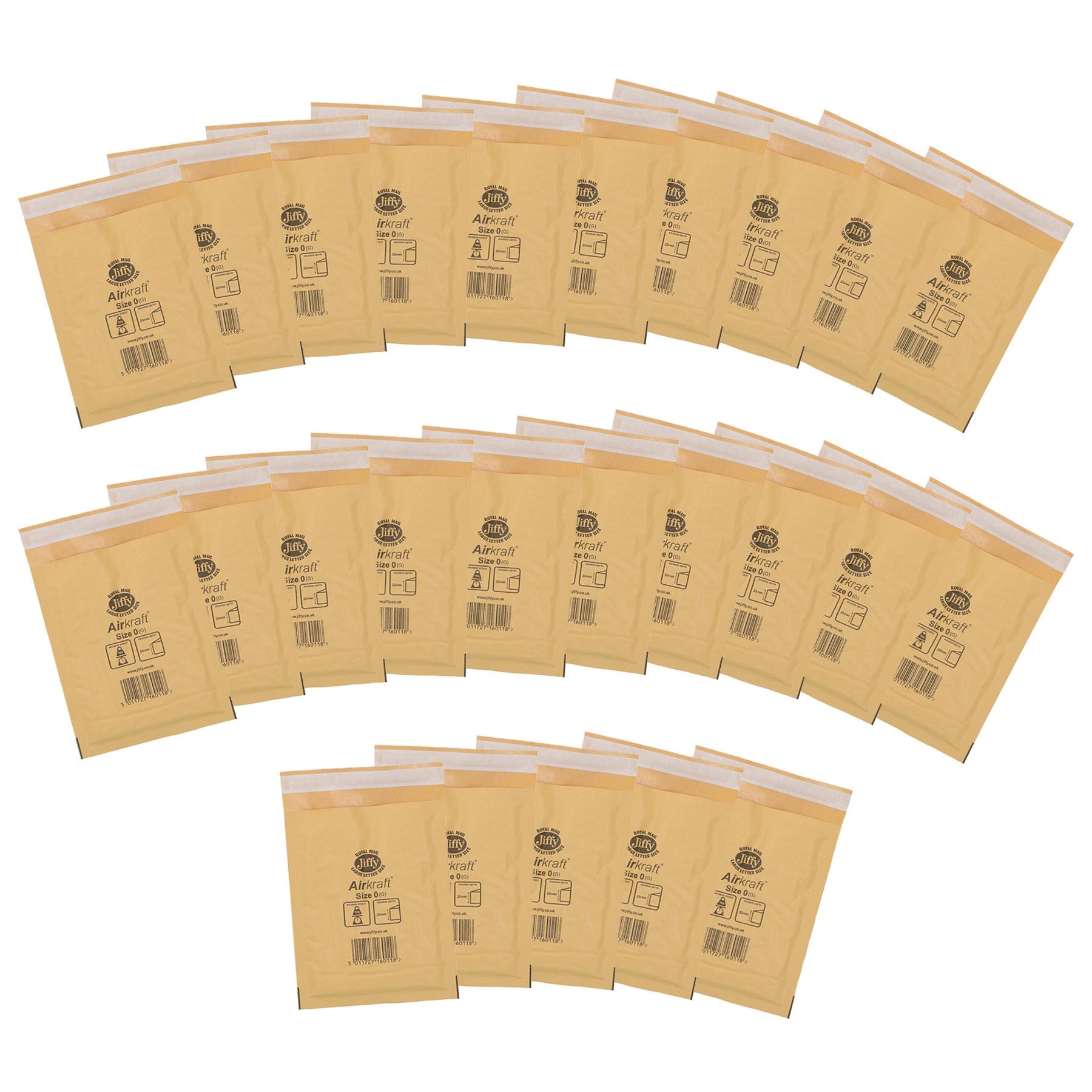 25pk Genuine Gold Jiffy Bag Airkraft Bubble Padded Mail Bag Envelope Size 0