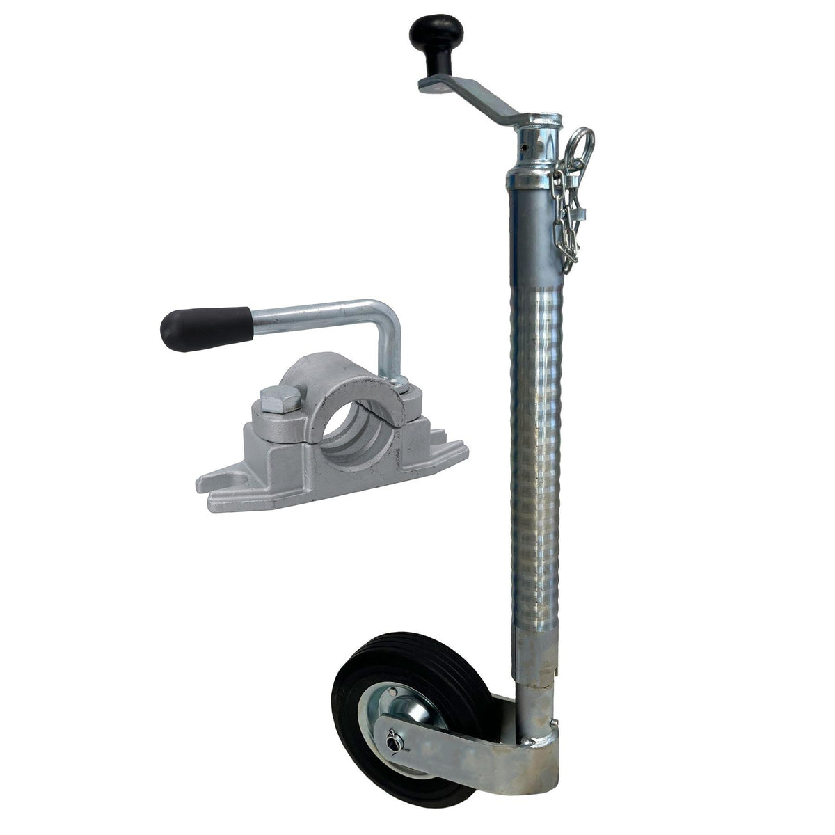 48mm Ribbed Jockey Wheel for Trailer with Cast Clamp 48mm_RIB_TR021