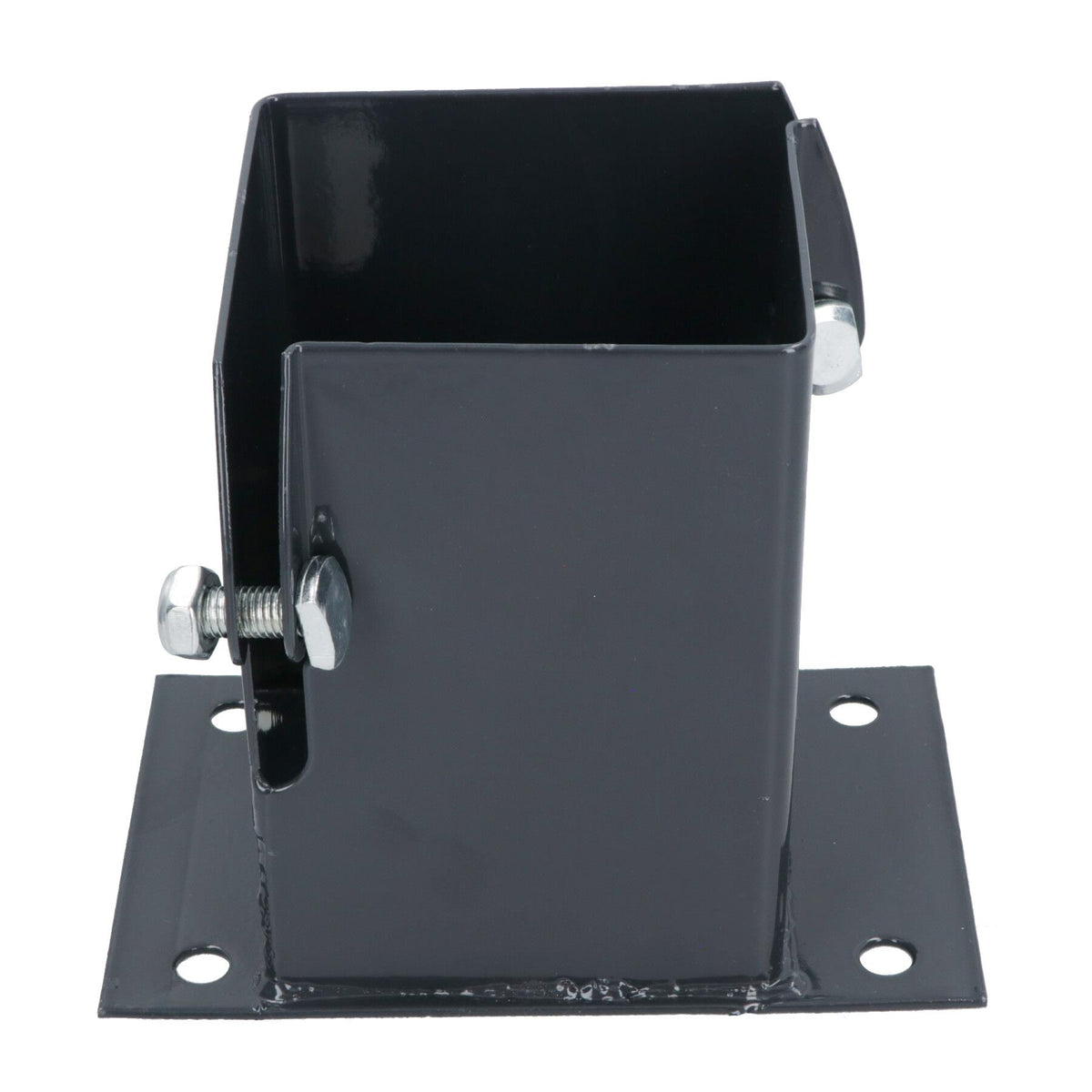 Grey Flush Fit Fence Post Bolt Down Shoe Holder Support 100mm x 100mm