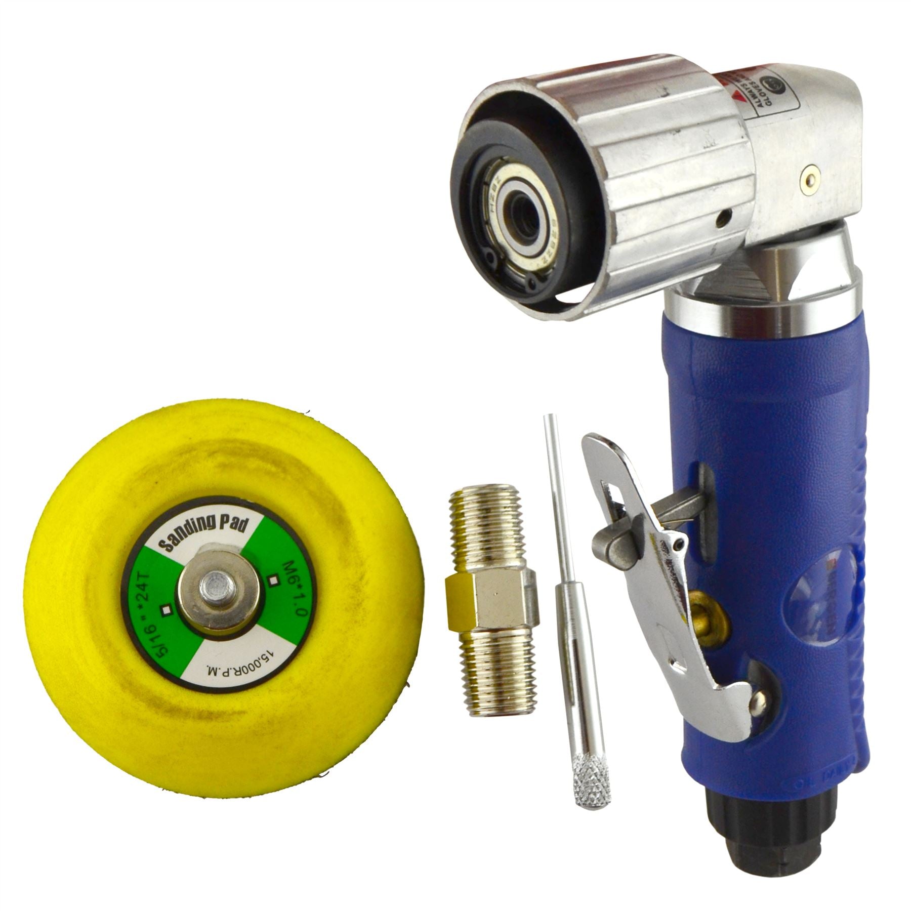 2" Air Angle Sander Grinder Polisher And 100 Pack 40 Sanding Grit Hook/Loop Pads
