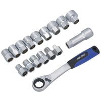 3/8in and 1/2in Drive Go Through Go-Thru Metric Socket Set 10 – 24mm 17pc