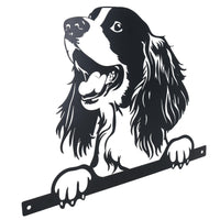 Black Metal Peeking Spaniel Silhouette with Fixing Plate Garden Ornament Gift