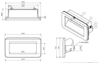 Großer flächenbündiger Türgriff, 130 mm, schwarzes ABS, Fingertasche, Einsatz, Schraubmontage