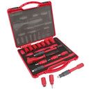 3/8" Drive Insulated VDE Tool Socket and Accessory Kit 16pc Metric Hex + T Bar