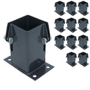 Grey Flush Fit Fence Post Bolt Down Shoe Holder Support 75mm x 75mm