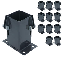Grey Flush Fit Fence Post Bolt Down Shoe Holder Support 75mm x 75mm