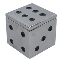 Ceramic Dice Box Mirrored Silver Storage Trinket Jewellery House Home Decor