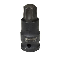 T70 x 53mm 1/2" Drive Short Impact Impacted Torx / Star Male Socket By Bergen