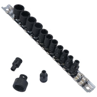 Douilles à chocs peu profondes métriques à entraînement 1/4" 6 pans 14 pièces 4 mm - 15 mm US Pro