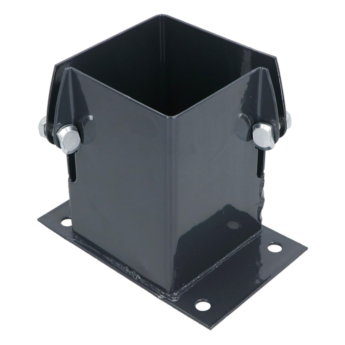 Grey Flush Fit Fence Post Bolt Down Shoe Holder Support 100mm x 100mm