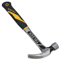 16oz One Piece Forged Claw Hammer with Fibreglass Handle Nail Screw Remover
