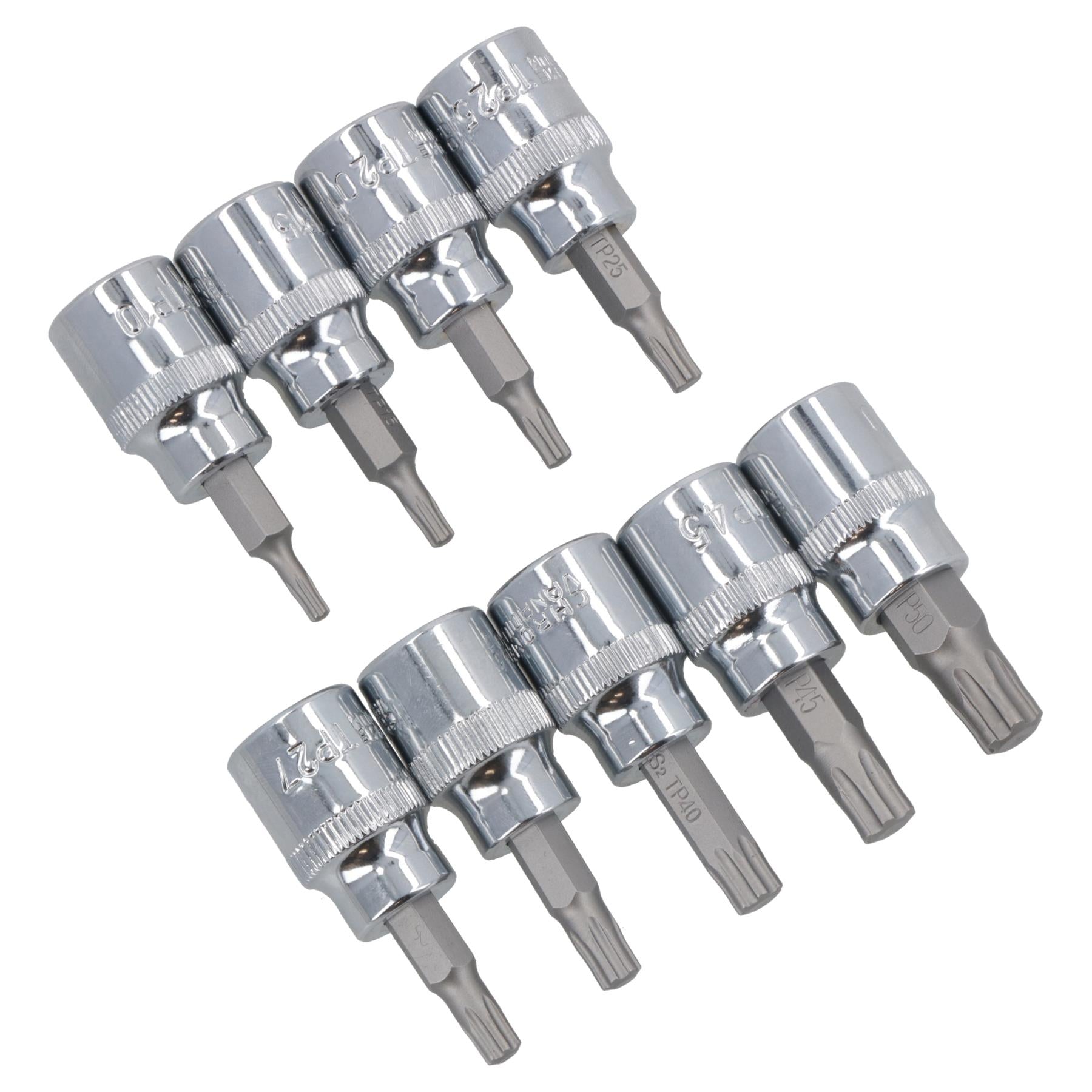 3/8"-Antrieb Torx / Star Plus-Steckschlüsseleinsätze, männlich, TP10 – TP50, 9-teiliger Satz von Bergen