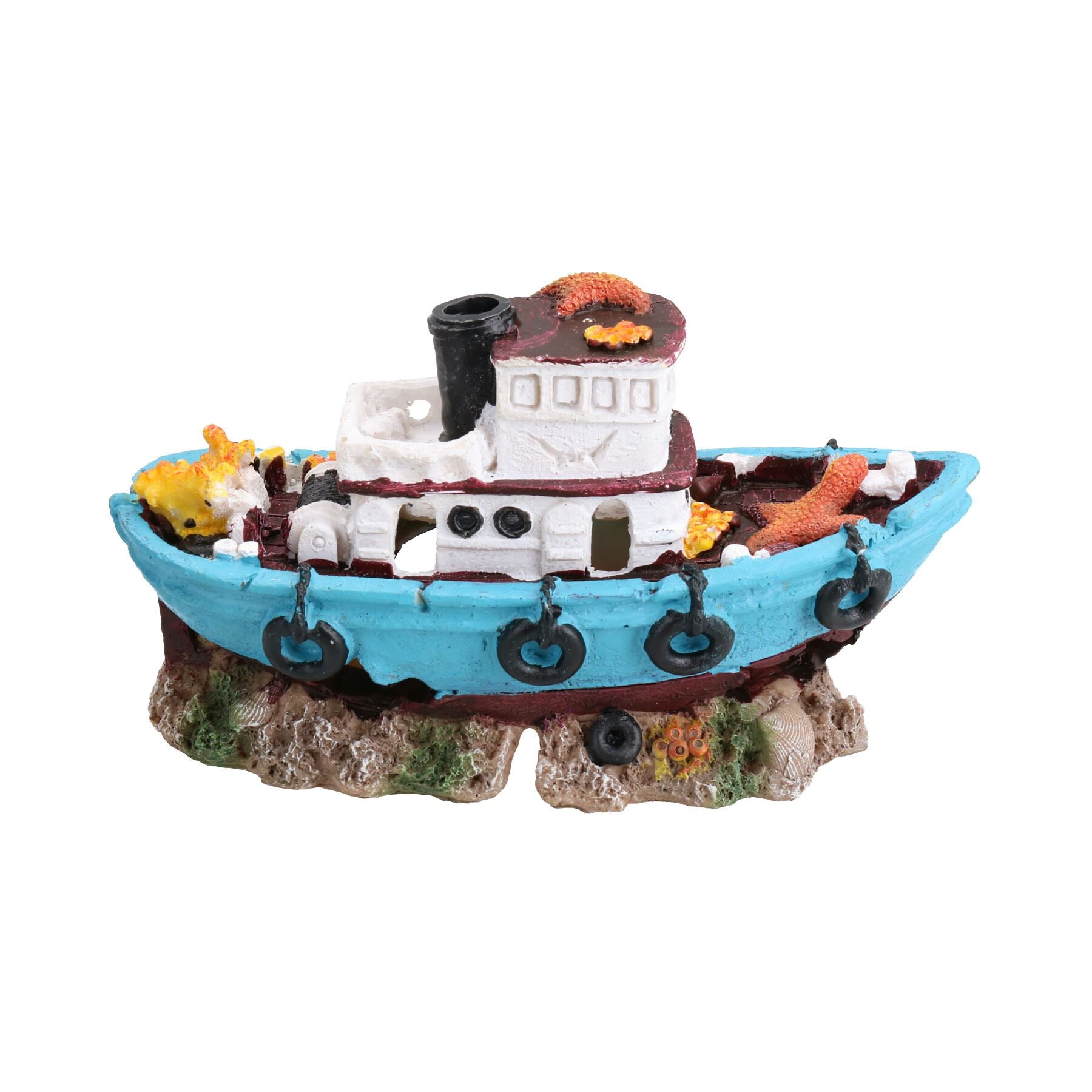 Aquarium aquatique DecoLED Bateau Épave Ornement pour aquarium 7x10x18cm