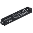 Door Bell Broken Yell Ding Dong Cast Iron Sign Plaque Wall Gate House Garden