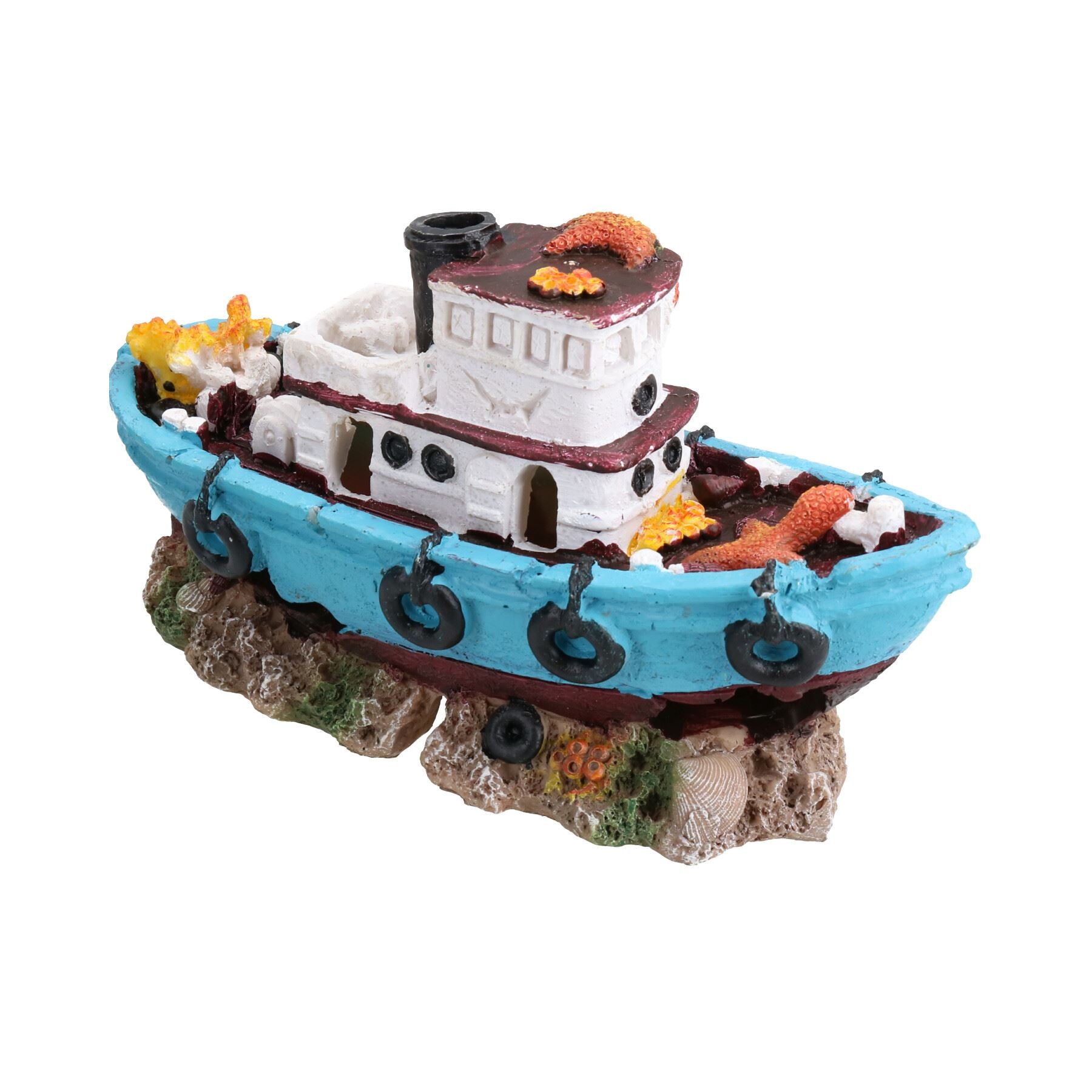 Aquarium aquatique DecoLED Bateau Épave Ornement pour aquarium 7x10x18cm