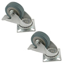 2" (50mm) Braked Castors Swivel 2PK Rubber 50kg Trolley Dolly Wheel Caster