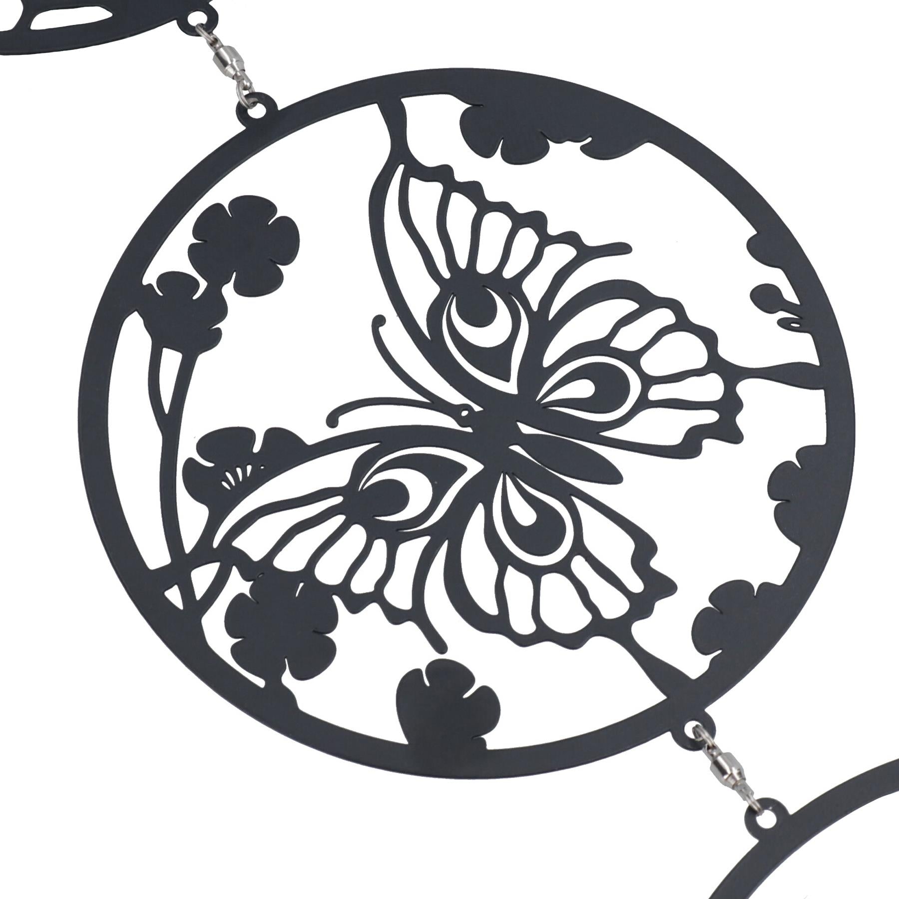 Hanging Black Butterfly, Bee & Dragonfly Silhouette Trio Spinner Garden Decor