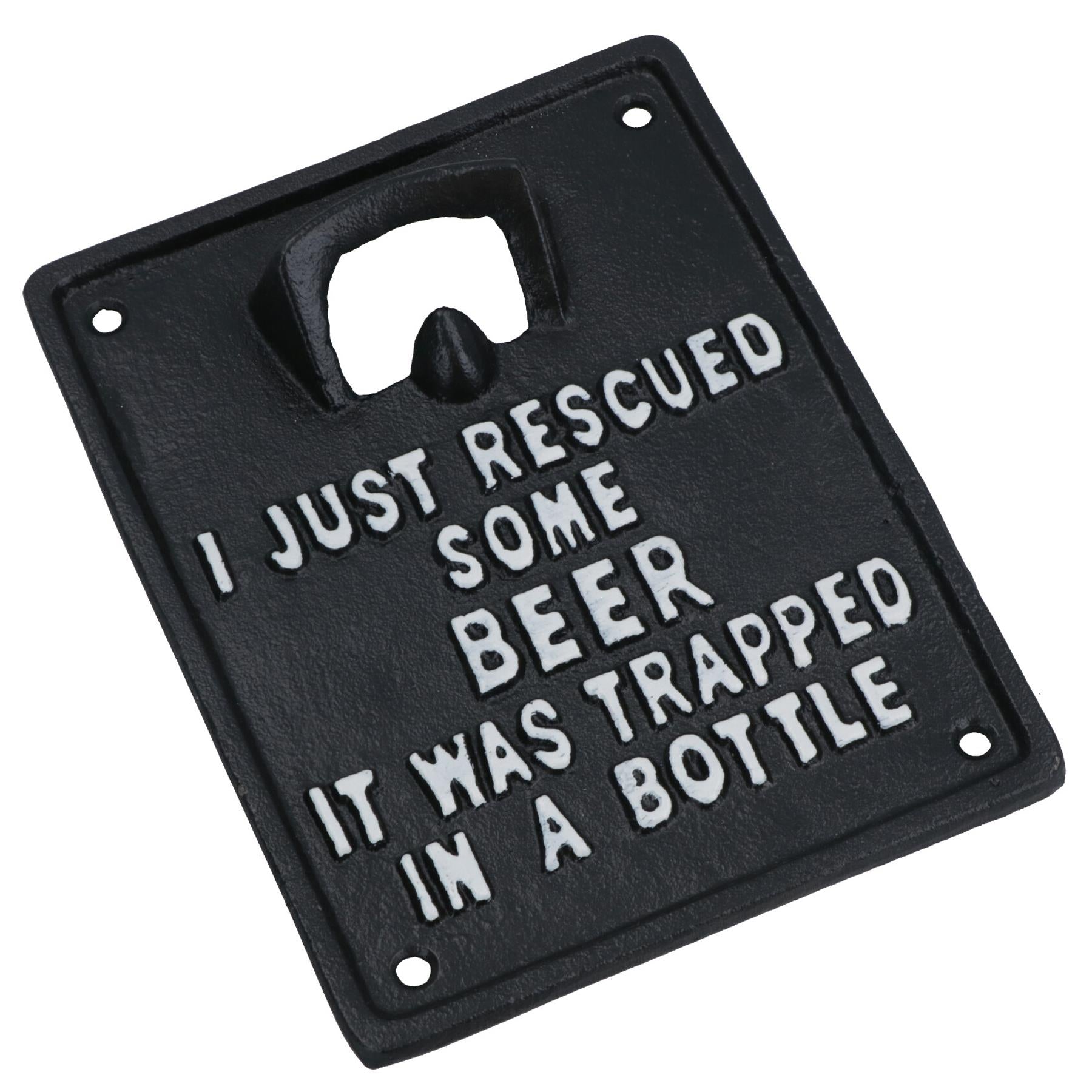 Trapped In a Bottle Opener Beer Cast Iron Sign Gift Garage Shed Bar Man Cave