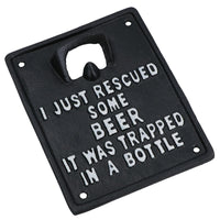 Trapped In a Bottle Opener Beer Cast Iron Sign Gift Garage Shed Bar Man Cave
