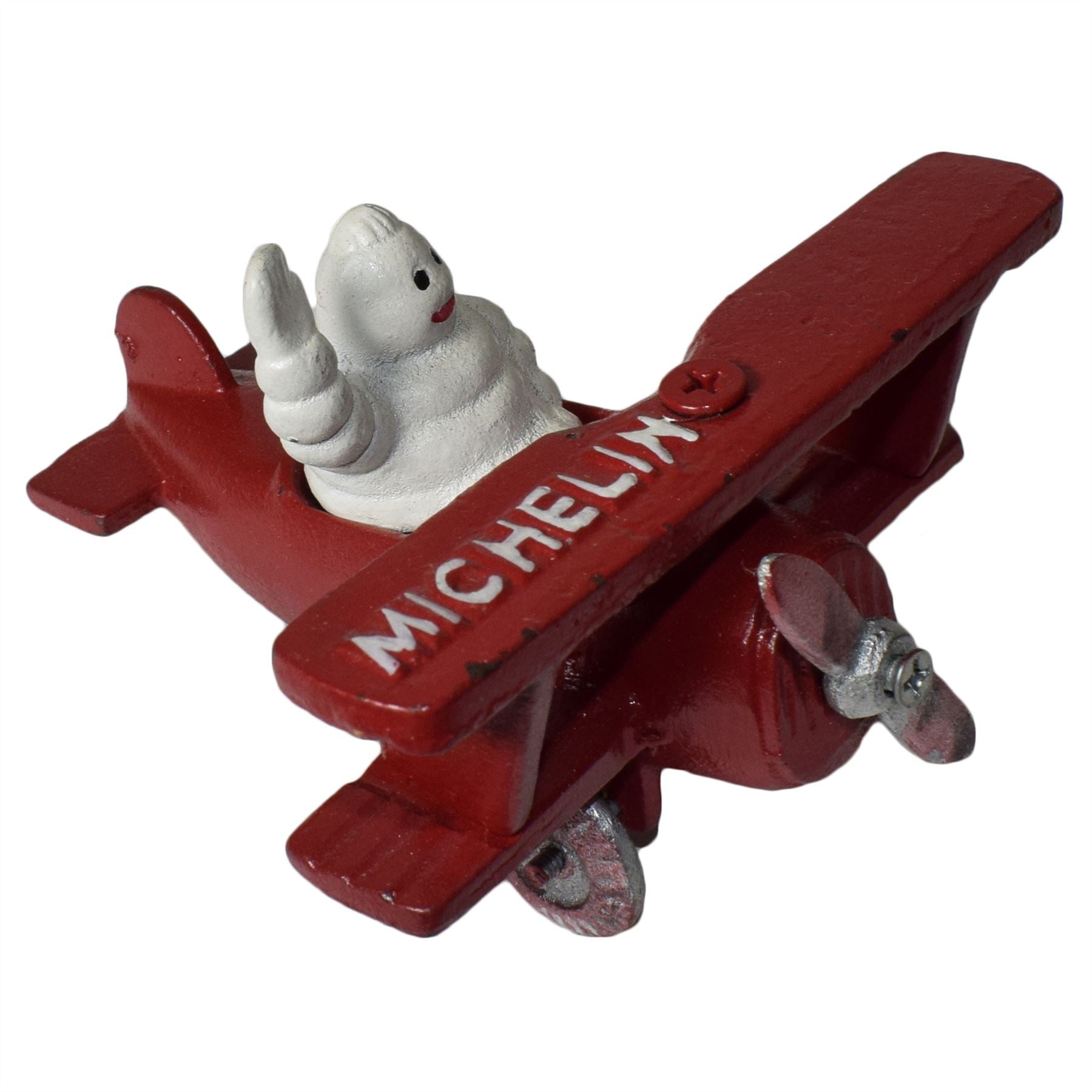 Michelin Man in Plane & Tractor Figure Mascot Statue Bibendum Figurine Cast Iron