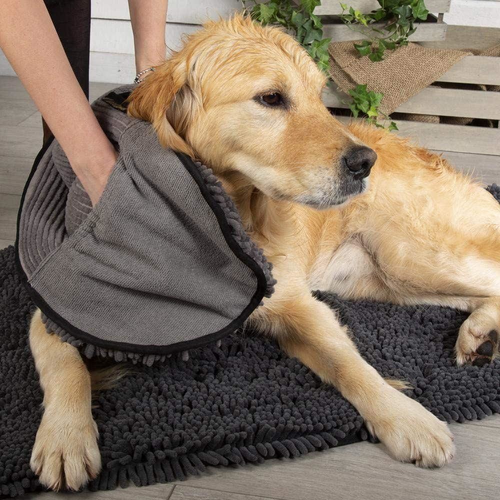 1 serviette en microfibre super absorbante grise pour chien et chat, séchage rapide